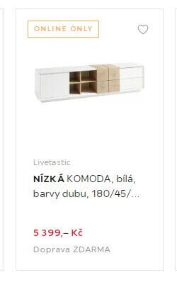 Livetastic NÍZKÁ KOMODA, bílá, barvy dubu, 180/45/...