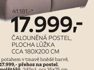 Čalouněná postel, plocha lůžka cca 180x200 cm