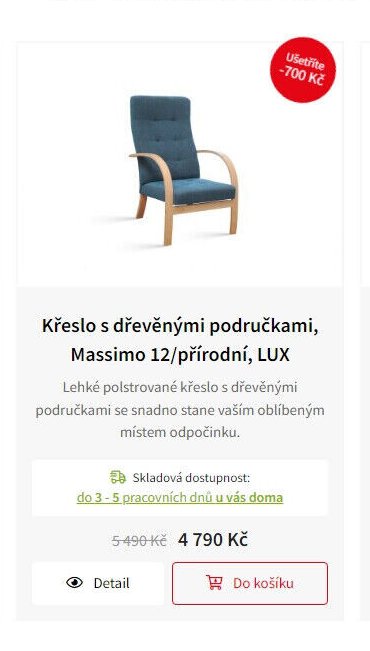 Křeslo s dřevěnými područkami, Massimo 12/přírodní, LUX