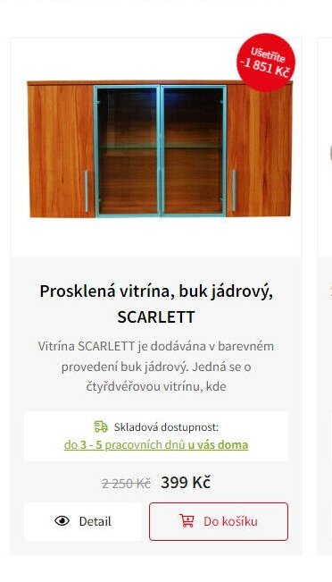 Prosklená vitrína, buk jádrový, SCARLETT