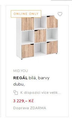 MID.YOU REGÁL bílá, barvy dubu
