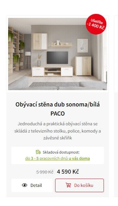 Obývací stěna dub sonoma/bílá PACO