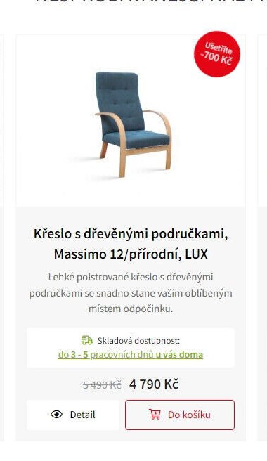 Křeslo s dřevěnými područkami, Massimo 12/přírodní, LUX