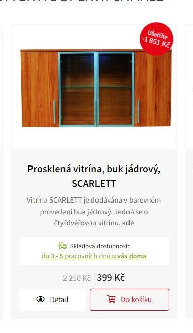 Prosklená vitrína, buk jádrový, SCARLETT