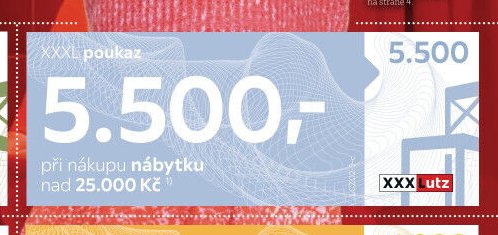 XXXL poukaz 5.500,- při nákupu nábytku nad 25.000 Kč