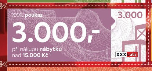 XXXL poukaz 3.000,- při nákupu nábytku nad 15.000 Kč
