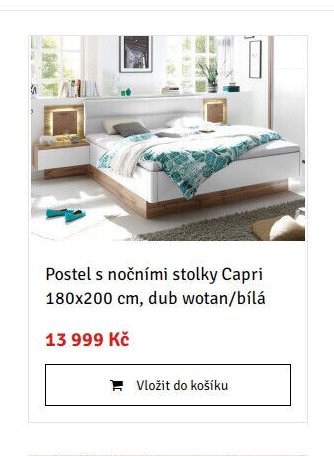 Postel s nočními stolky Capri 180x200 cm, dub wotan/bílá