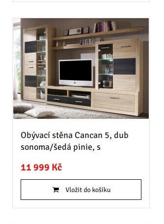 Obývací stěna Cancan 5, dub sonoma/šedá pinie, s