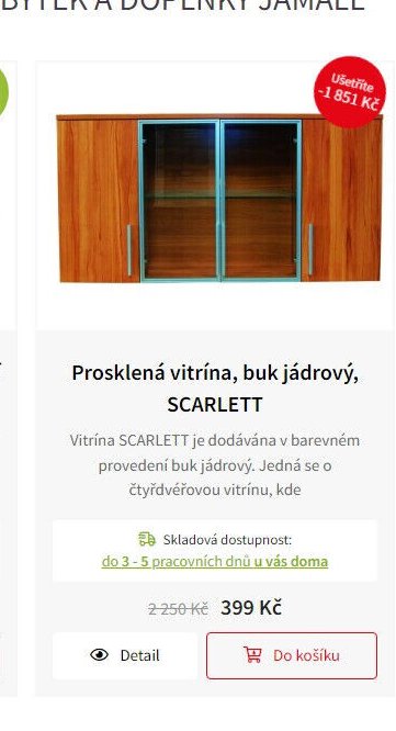 Prosklená vitrína, buk jádrový, SCARLETT