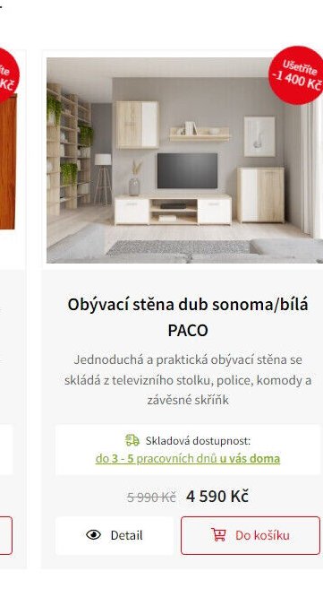 Obývací stěna dub sonoma/bílá PACO