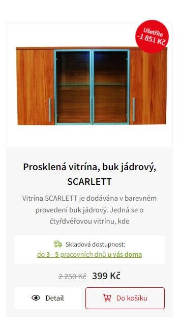 Prosklená vitrína, buk jádrový, SCARLETT