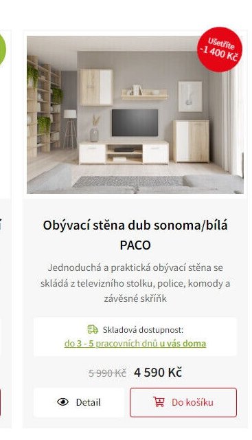 Obývací stěna dub sonoma/bílá PACO