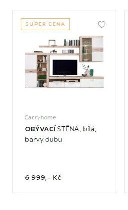 Carryhome OBÝVACÍ STĚNA, bílá, barvy dubu