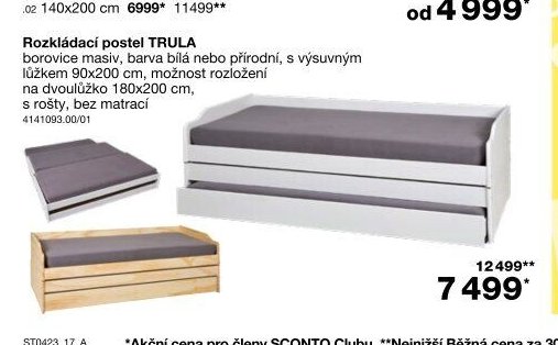 Rozkládací postel TRULA 90x200 cm