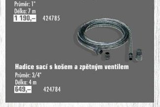 Hadice sací s košem a zpětným ventilem 3/4
