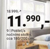 Postel, s nočními stolky, cca 180/200 cm