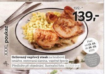 Grilovaný vepřový steak na houbové omáčce