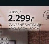 Závěsné svítidlo, výška cca 150 cm