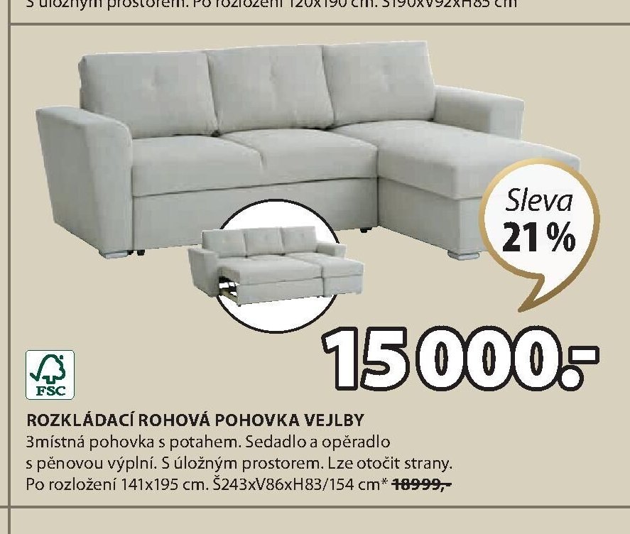 ROZKLÁDACÍ ROHOVÁ POHOVKA VEJLBY