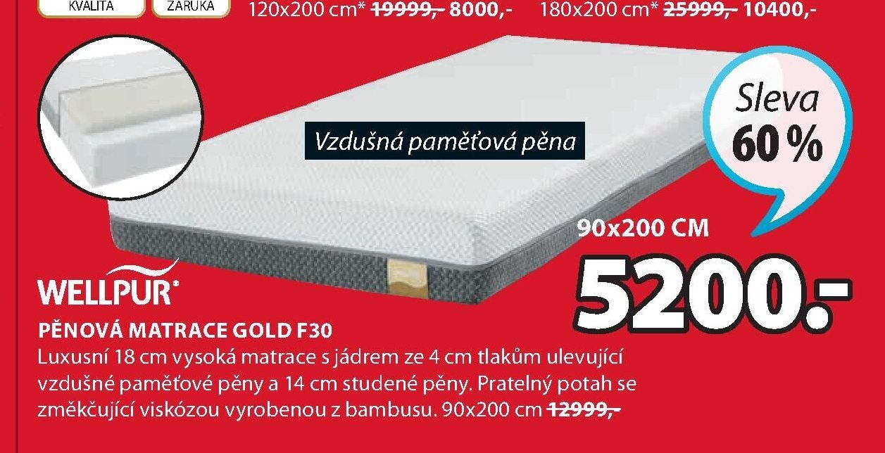 Pěnová matrace GOLD F30 90x200 cm