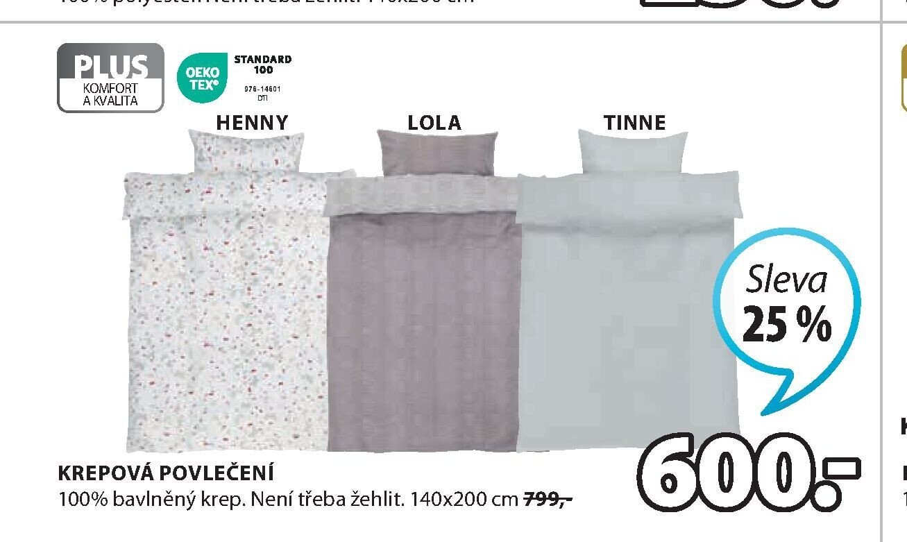 KREPOVÁ POVLEČENÍ 100% bavlněný krep. 140x200 cm