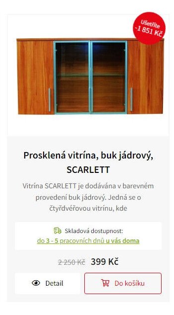 Prosklená vitrína, buk jádrový, SCARLETT