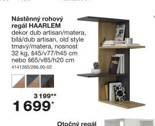 Nástěnný rohový regál HAARLEM