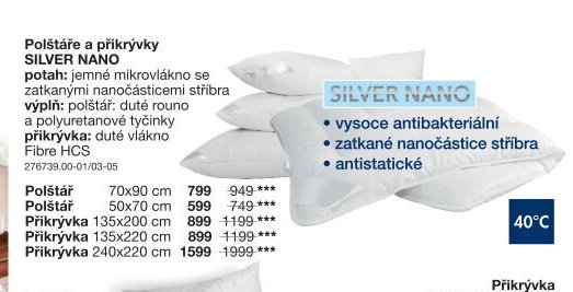 Polštáře a přikrývky SILVER NANO