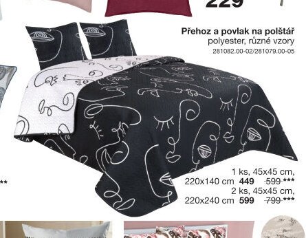 Přehoz a povlak na polštář