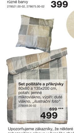 Set polštáře a přikrývky 80x80 a 135x200 cm