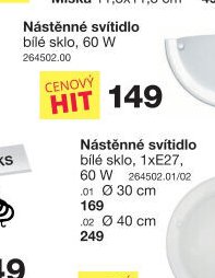 Nástěnné svítidlo bílé sklo