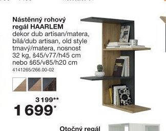 Nástěnný rohový regál HAARLEM