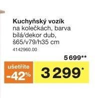 Kuchyňský vozík na kolečkách, barva bílá/dekor dub