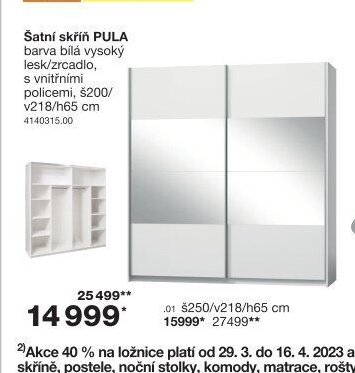 Šatní skříň PULA
