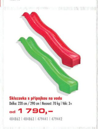Skluzavka s přípojkou na vodu