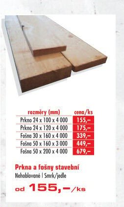 Prkna a fošny stavební