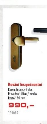 Kování bezpečnostní bronzový elox