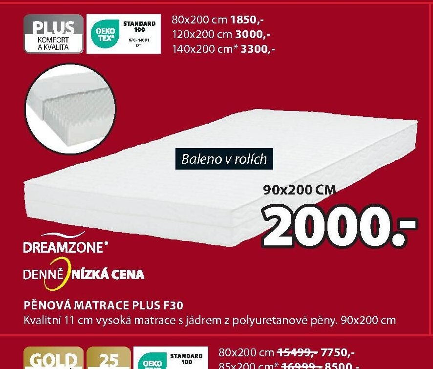 DREAMZONE PĚNOVÁ MATRACE PLUS F30