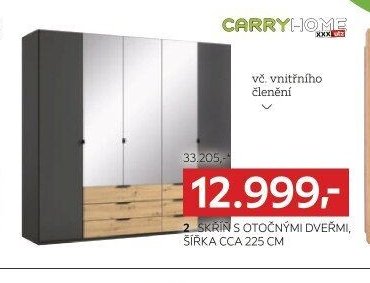 Skříň s otočnými dveřmi, šířka cca 225 cm