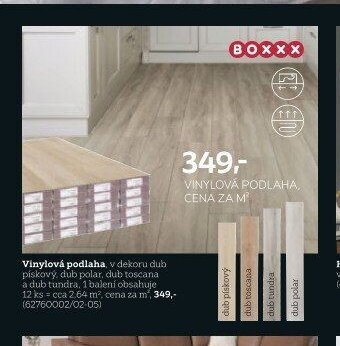 Vinylová podlaha, v dekoru dub pískový, dub polar, dub toscana, dub tundra