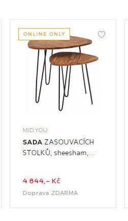MID.YOU SADA ZASOUVACÍCH STOLKŮ, sheesham