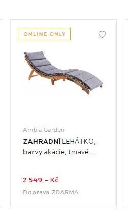 Ambia Garden ZAHRADNÍ LEHÁTKO, barvy akácie, tmavě