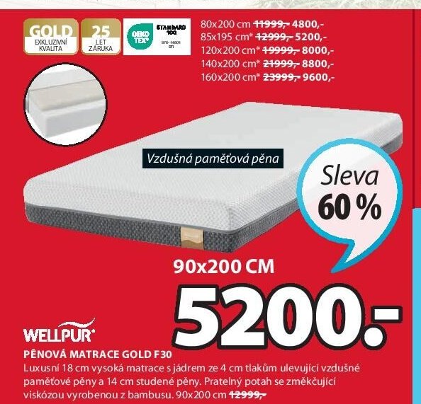 Pěnová matrace Gold F30