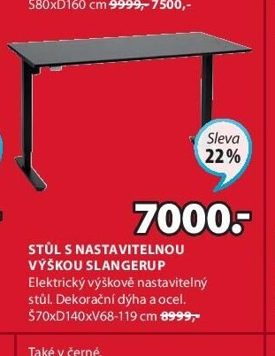STŮL S NASTAVITELNOU VÝŠKOU SLANGERUP