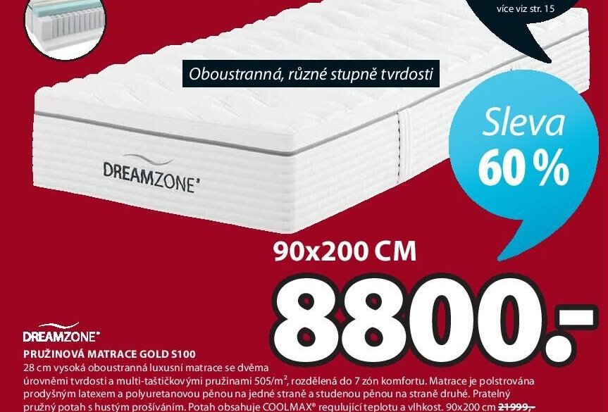 Pružinová matrace GOLD S100