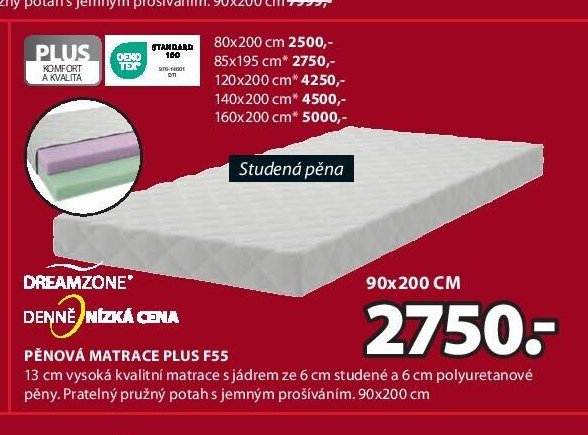 DREAMZONE PĚNOVÁ MATRACE PLUS F55