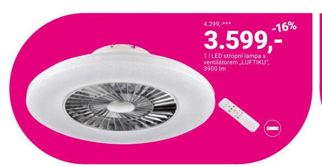 LED stropní lampa s ventilátorem „LUFTIKU“