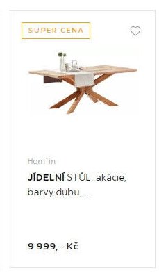 Hom'in JÍDELNÍ STŮL, akácie, barvy dubu
