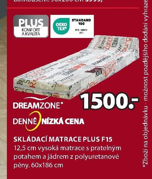 DREAMZONE SKLÁDACÍ MATRACE PLUS F15
