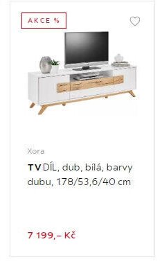 Xora TV DÍL, dub, bílá, barvy dubu, 178/53,6/40 cm